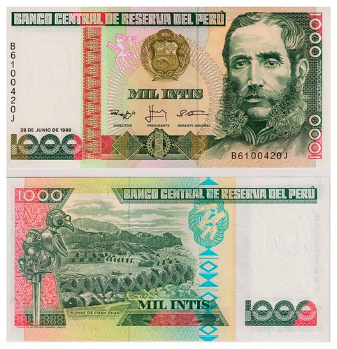 Banconota perù 1000 intis - perù,