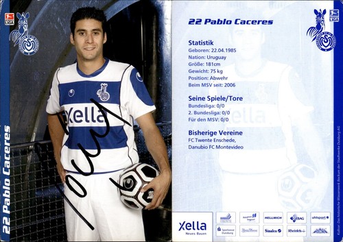 Pablo caceres autogrammkarte - caceres,